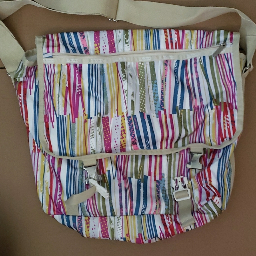 Lesportsac large messenger bag with stripes